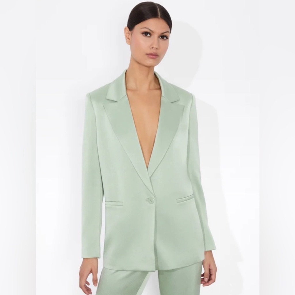 Nwt Alice + Olivia Light Green Satin Blazer - Size 8